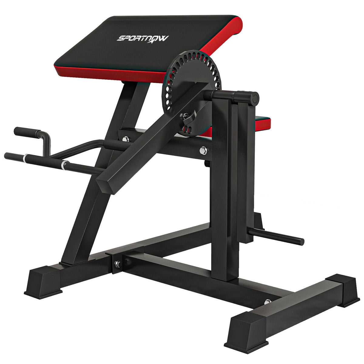 SPORTNOW Curlbank & Trizeps-Extension, 5 Sitzverstellungen, 25 Winkel, Stahl & Kunstleder, Schwarz