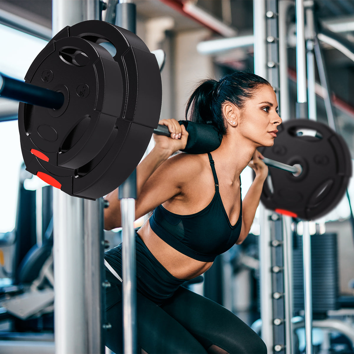 SPORTNOW 4er Gewichtsplatten-Set für Training, Fitnessstudio, Heimtraining, Stärke-Training, 2 x 10 kg und 2 x 5 kg, Schwarz