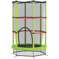 HOMCOM Kindertrampolin Sicherheitsnetz Reißverschlusstür 6 gepolsterte Stangen maximale Belastung 45 kg Ø 1,40 x 1,90H m Grün