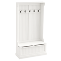 HOMCOM Garderobe mit Sitzbank, 5 Kleiderhaken, 1 Stauraum, Wandgarderobe, Weiß + Schwarz