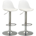 HOMCOM 2er-Set Barhocker, Barstühle, Drehstühle mit Lehne, höhenverstellbar, bis 120 kg belastbar, 38 x 42 x 82-104 cm, Weiß