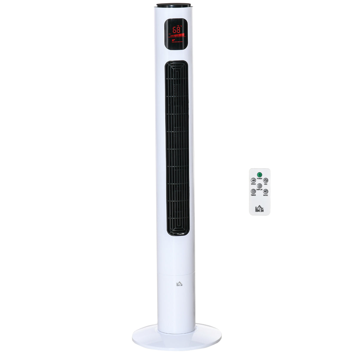 HOMCOM Säulenventilator 70° Oszillation 12h Timer LED-Sensorpanel 45W Fernbedienung 2 Steuerungsmöglichkeiten Weiß