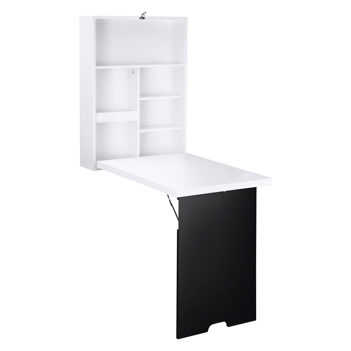 HOMCOM Wandschreibtisch, klappbare Tischplatte, 5 Fächer, 60x94,5x147cm, Schwarz/Weiß