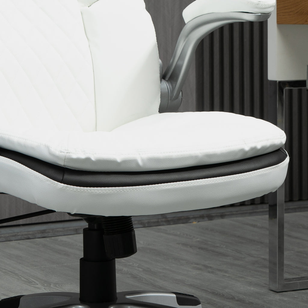 Vinsetto Ergonomischer Bürostuhl mit klappbare Armlehnen, Höhenverstellbarer Schreibtischstuhl mit Wippfunktion, dick gepolsterter Stuhl mit verstellbare gepolsterte Armlehne 69 x 67 x 113-121 cm