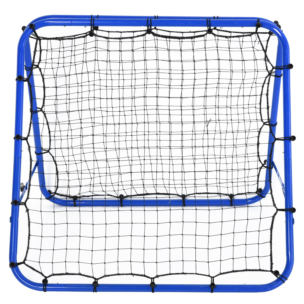 HOMCOM Rebounder für Fußball, verstellbar Prellwand mit 5 Winkelpositionen und Rückprallwand Netz, 100 x 95cm Kickback Tor Fußballtor für Jugendliche, Rückprallwand für Handball Training, Blau