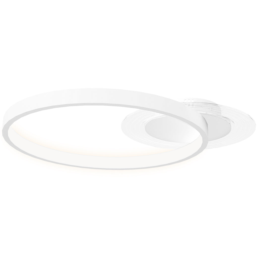 HOMCOM Deckenlampe, Deckenleuchte mit Zwei-Ring-Design, Rund 50 x 40 x 7,4 cm, Weiß