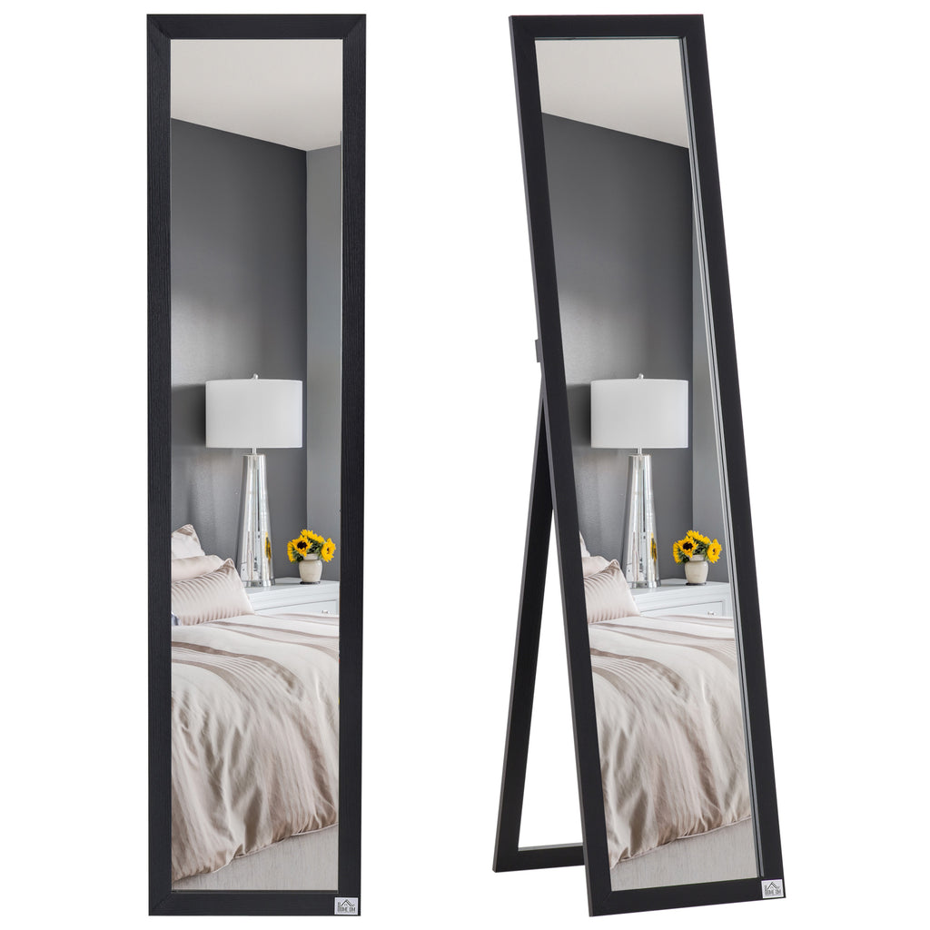 HOMCOM Ganzkörperspiegel, freistehend, Wandmontage, MDF-Rahmen, 37 x 37 x 154 cm, Schwarz