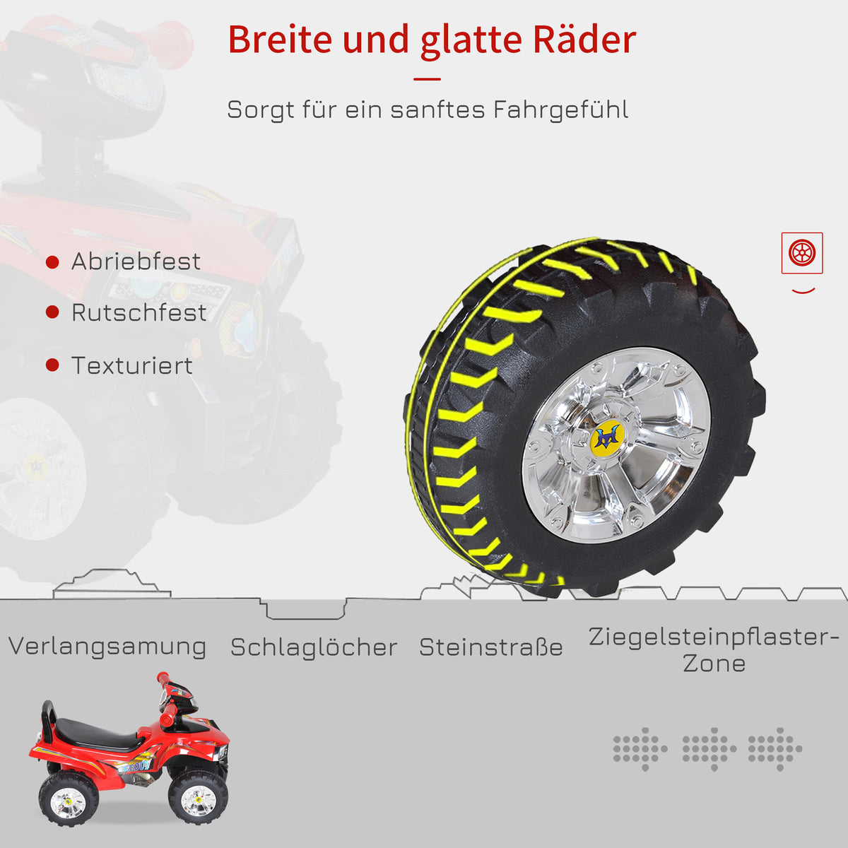 HOMCOM Rutscherauto Rutscherfahrzeug Rutscher Kinder Geländewagen mit Musik Rot L60 x B38 x H42 cm