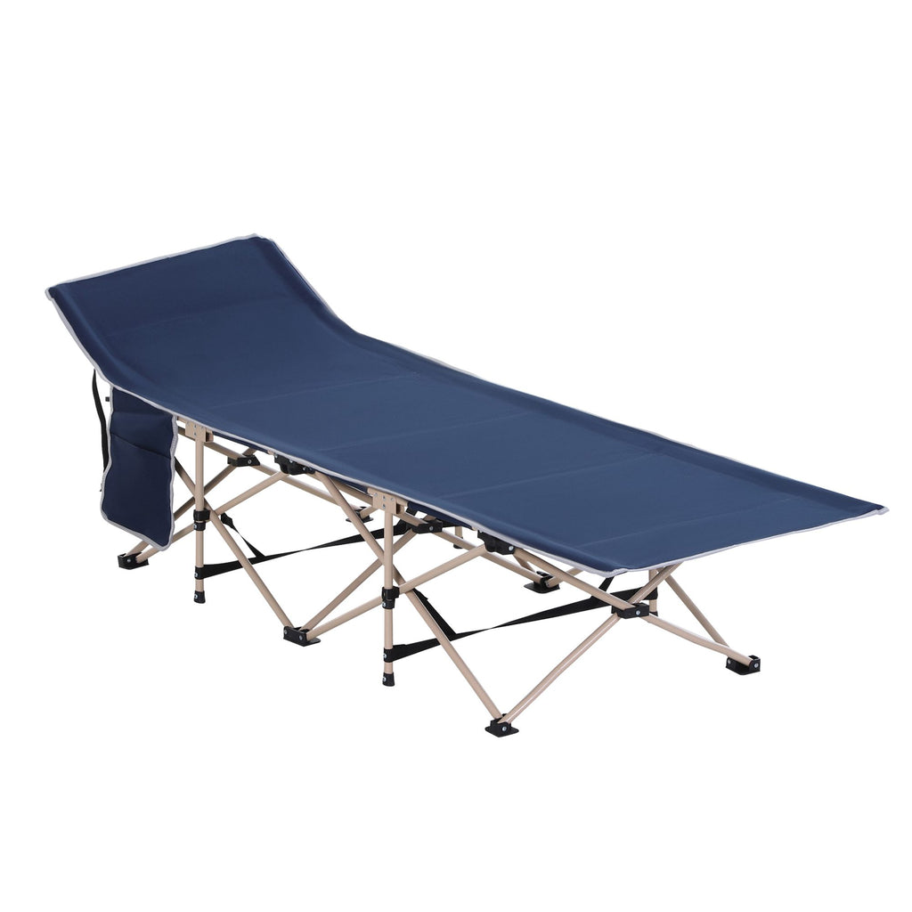 Outsunny Feldbett, Camping-Bett, klappbar, wetterbeständig, ink. Tragetasche, 190 cm x 68 cm x 52 cm, Blau