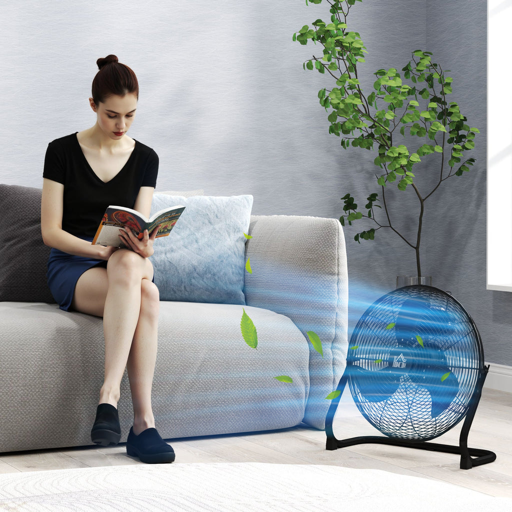 HOMCOM Tragbarer elektrischer Tischventilator mit 3 Geschwindigkeiten und einstellbarer Neigung von 120° leistungsstarker Luftstrom Schwarz