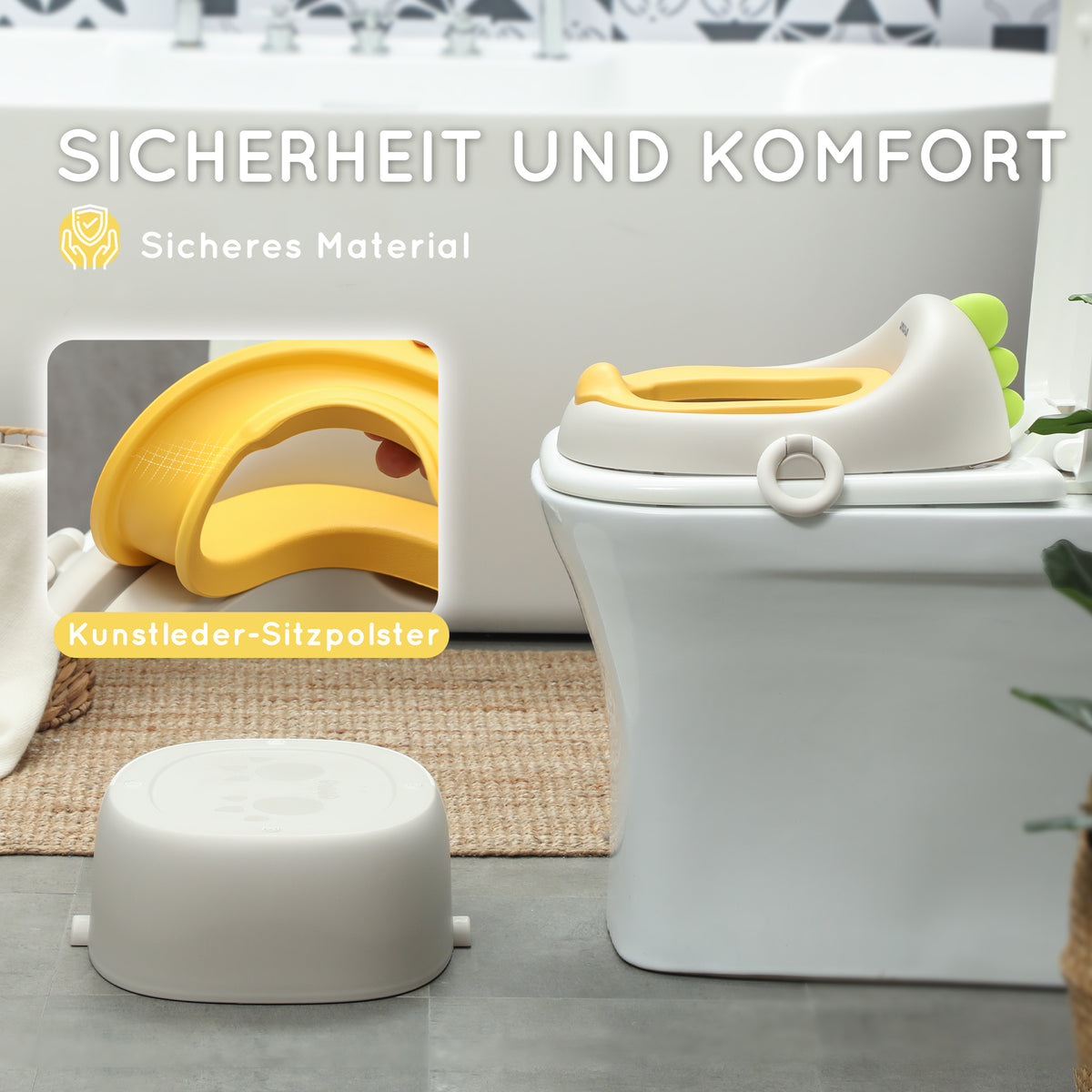 AIYAPLAY 3-in-1 Kinder-Töpfchen, abnehmbarer Sitz, Kunstleder-Polster, bis 50 kg, 6 Monate bis 6 Jahre, Grau