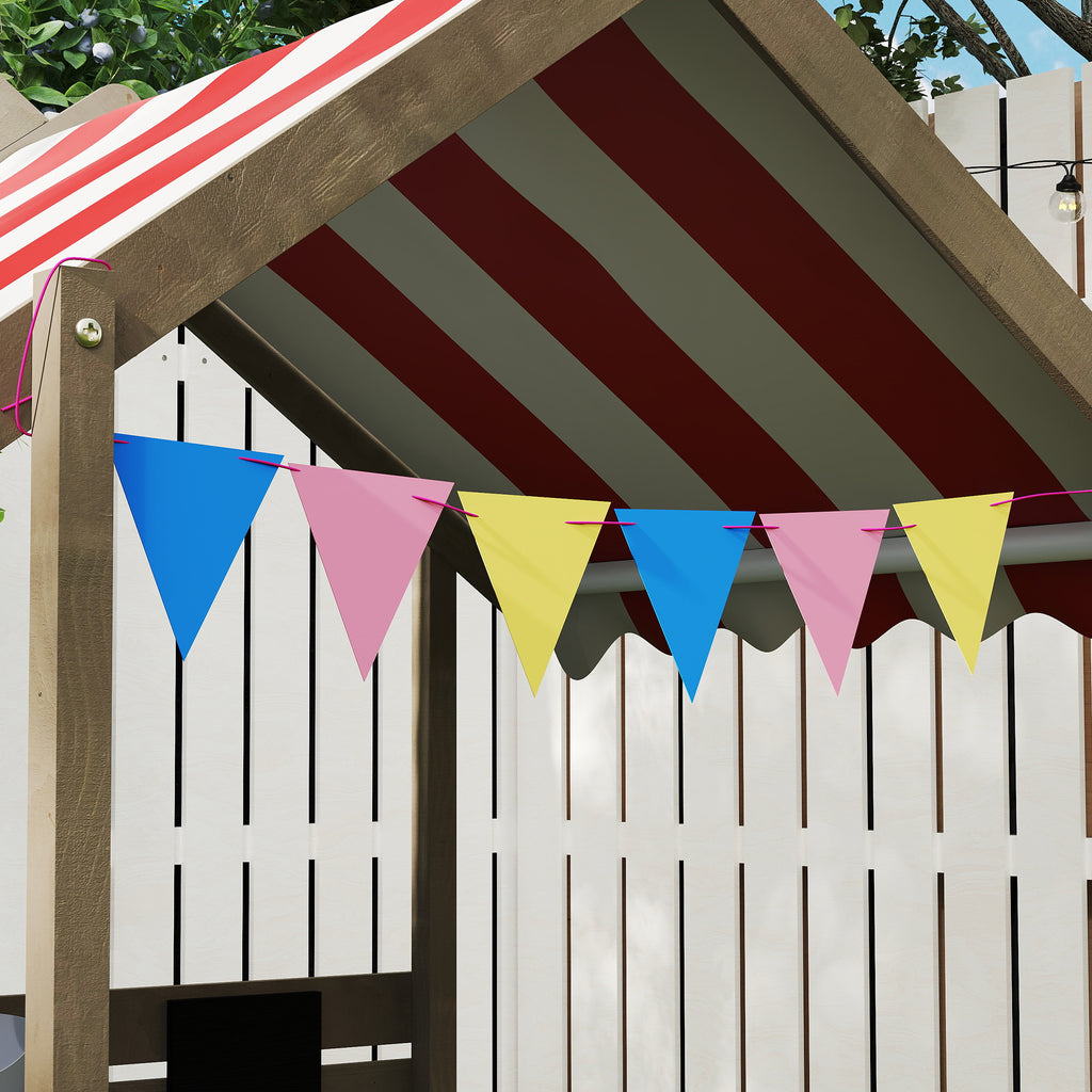 Outsunny Sandkasten mit Sonnenschutz, Spielhaus-Design, mit Spielzeug-Set, behandeltes Massivholz, 124 x 116 x 146 cm, Grau
