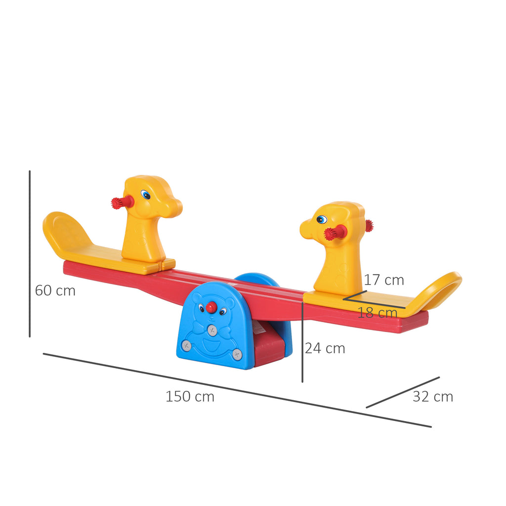 HOMCOM Kinder Gartenwippe Wippe mit Hirschform Kinderwippe Karussellwippe für 1-4 Jahre Kinder Kunststoff mehrfarbig 150 x 32 x 60 cm