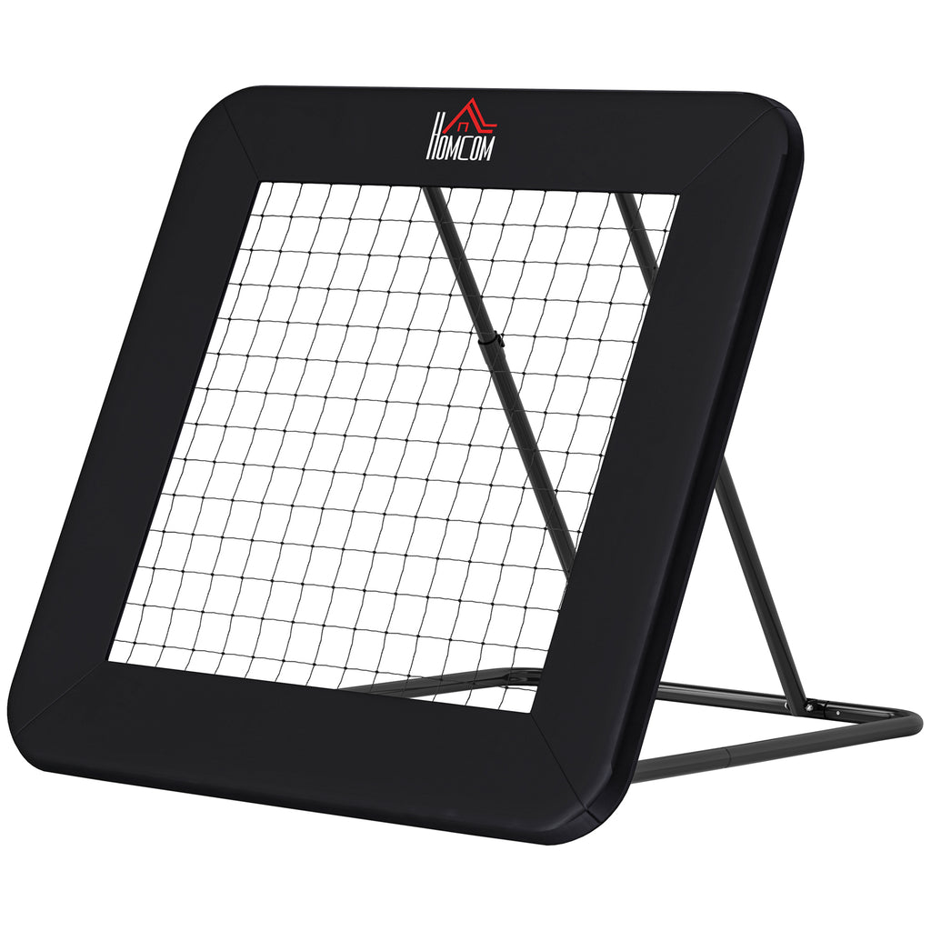 HOMCOM Rebounder für Fußball, Prellwand mit Schutzkante Heringen, verstellbar in 5 Stufen, tragbares Rebound, Fußballtor für Jugendliche, Rückprallwand für Handball Training 128x118x120cm, Schwarz