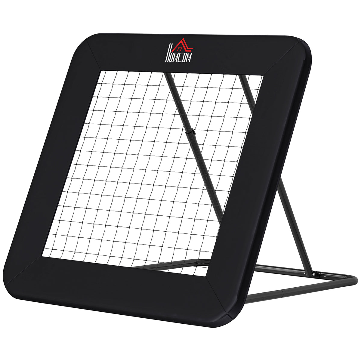 HOMCOM Rebounder für Fußball, Prellwand mit Schutzkante Heringen, verstellbar in 5 Stufen, tragbares Rebound, Fußballtor für Jugendliche, Rückprallwand für Handball Training 128x118x120cm, Schwarz