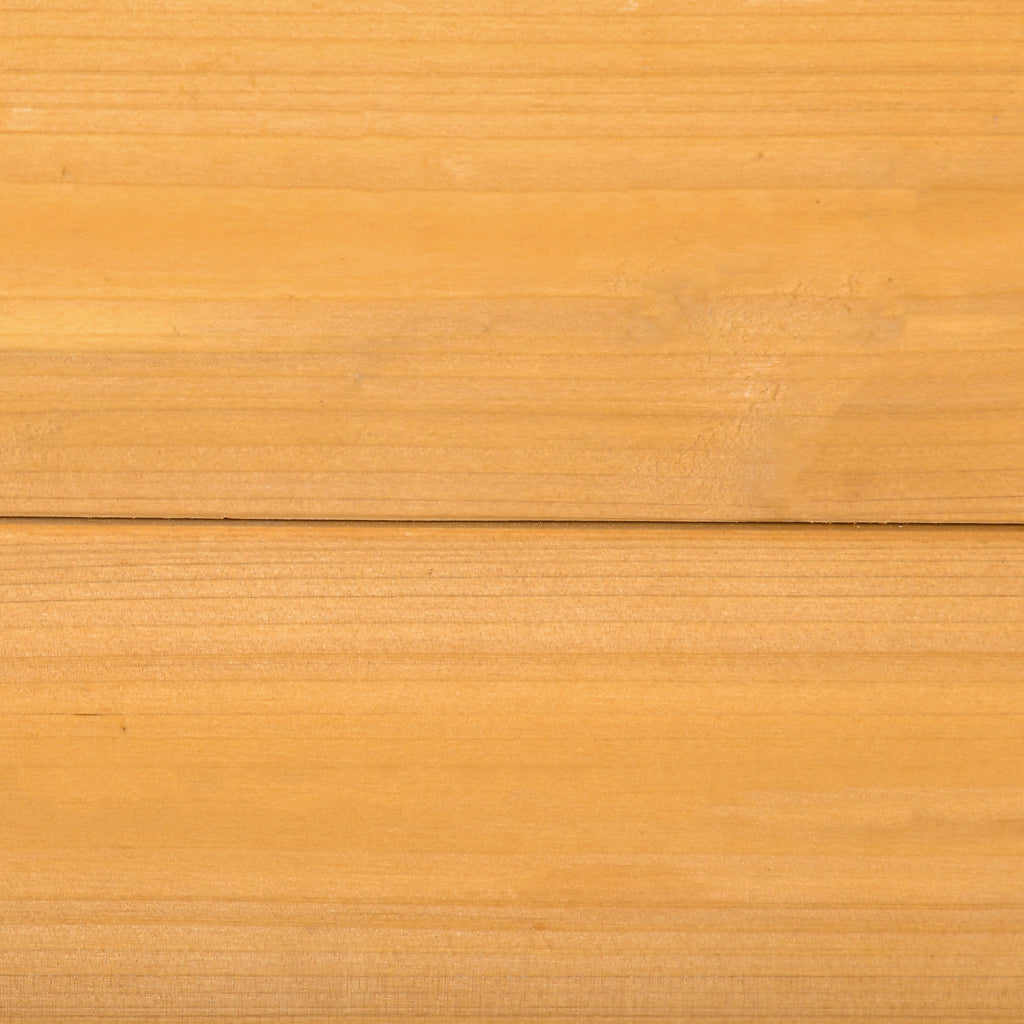 Outsunny Quadratischer Sandkasten aus Holz für Kinder mit 4 Sitzgelegenheiten in der Ecke und Schutzfilm 109 x 109 x 19,8 cm Naturholz