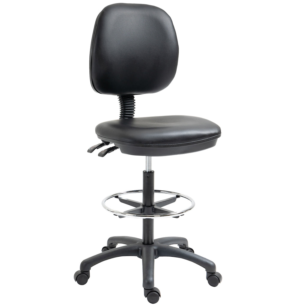 Vinsetto Höhenverstellbarer Rollhocker 69-91 cm mit neigbarer Rückenlehne und höhenverstellbarer Fußstütze