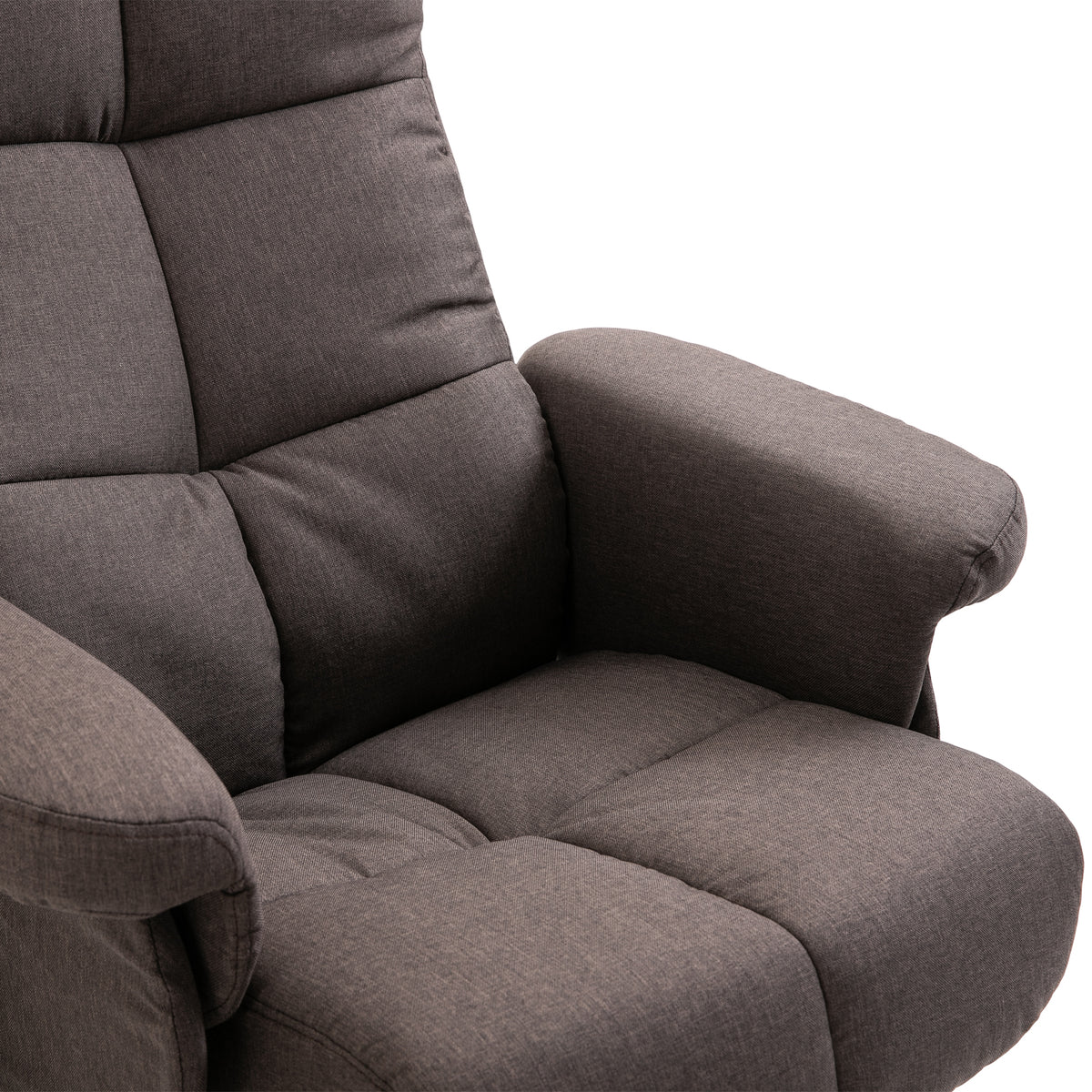 HOMCOM Relaxsessel mit Fußhocker, Stauraum, Elektrischer Massagesessel mit Liegefunktion, Drehbarer Fernsehsessel mit Seitentasche, Fernbedienung, Holzrahmen, Polyester, Braun