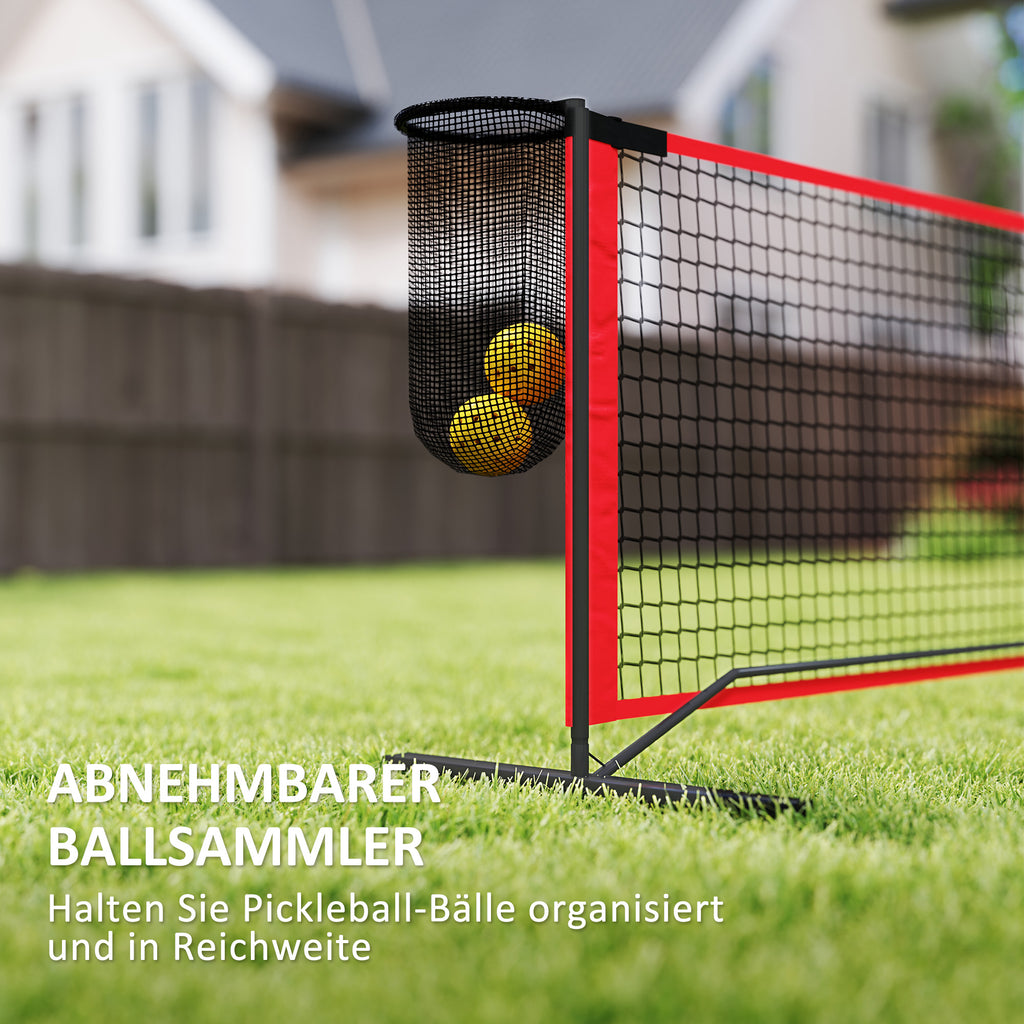 SPORTNOW Pickleball-Set mit Netz, Ständer, Bällen, Stahl, Kunststoff, Rot