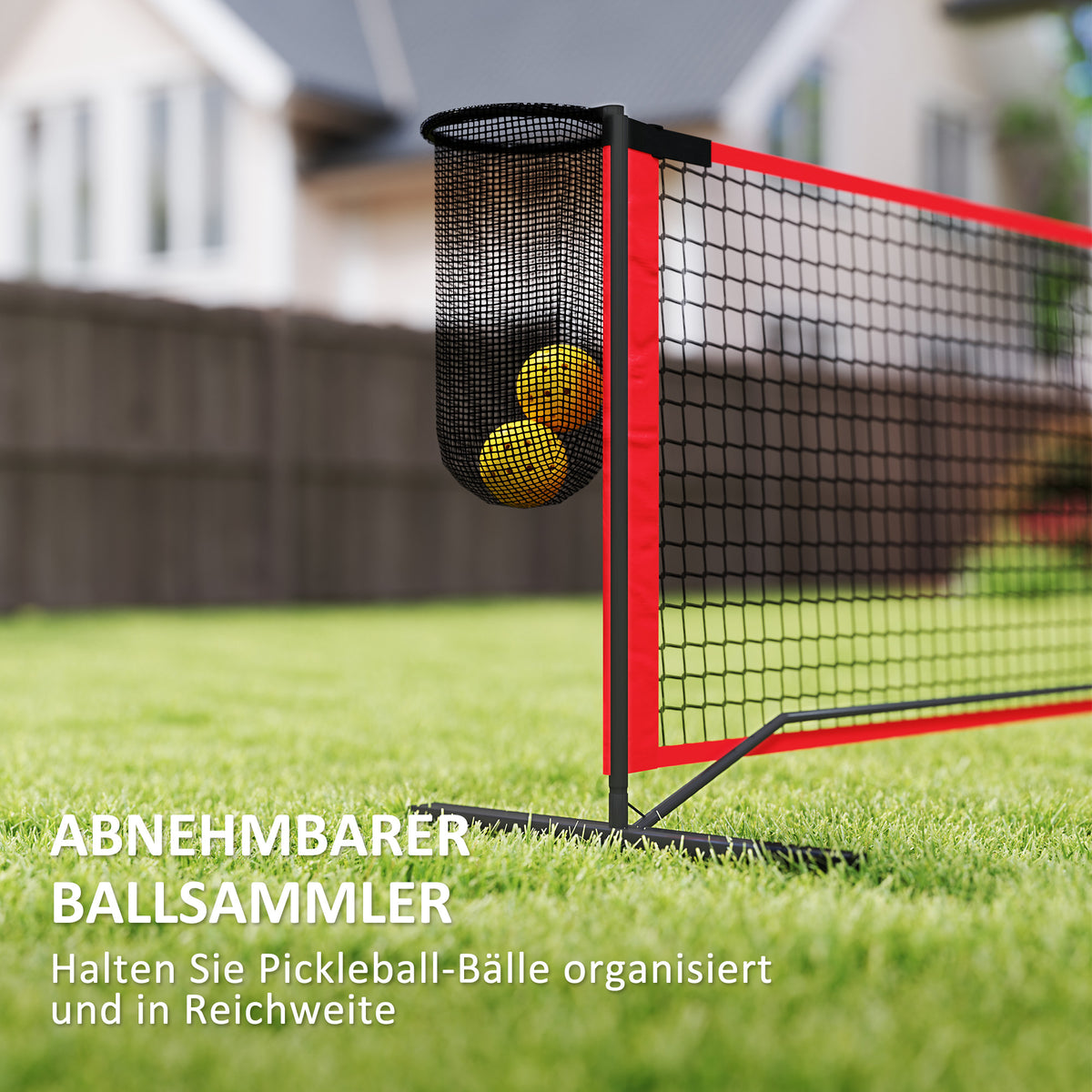 SPORTNOW Pickleball-Set mit Netz, Ständer, Bällen, Stahl, Kunststoff, Rot