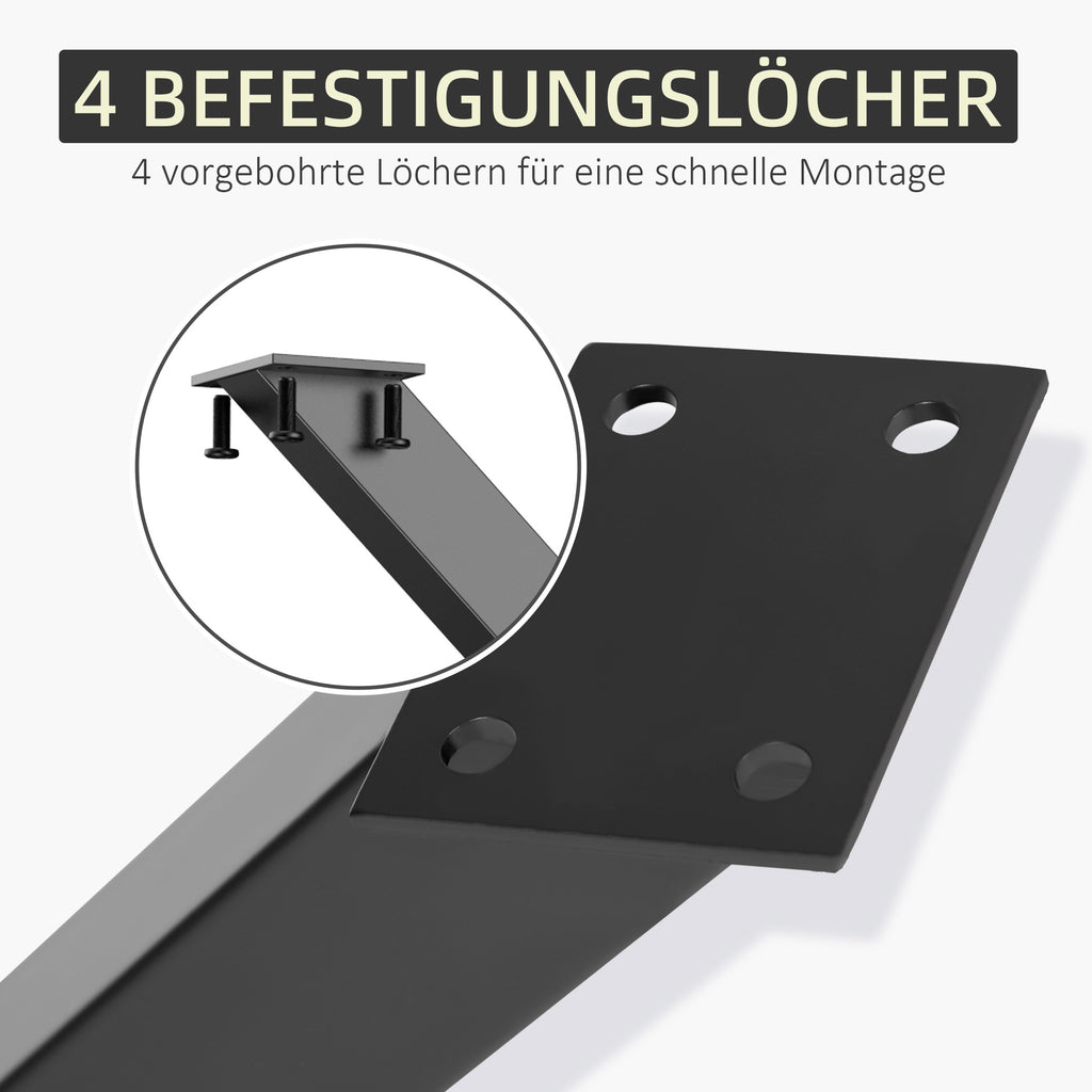 HOMCOM 2 Stück Stahl Tischbeine Tischfüße für Esstisch Schreibtisch Couchtisch Tischgestell in X-Form Schwarz 72cm