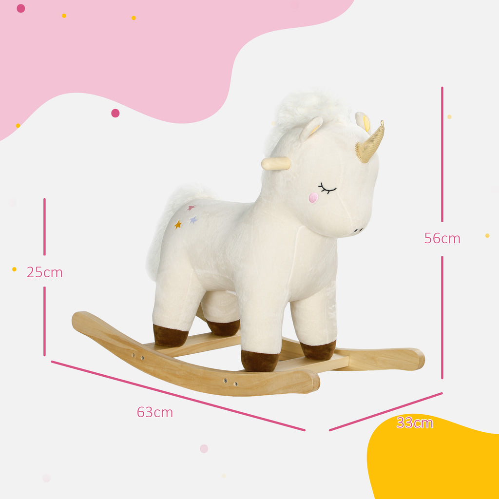 AIYAPLAY Schaukelpferd im Einhorn-Design, mit Soundeffekten, weicher Sitz, für Kinder im Alter von 2-4 Jahren, Weiß
