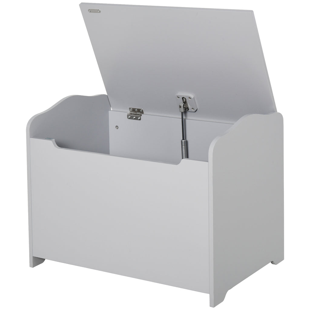 HOMCOM Spielzeugkasten für Kinder Aufbewahrungsbox Truhe 60L x 40B x 48H cm pneumatischer Abstützstand MDF Grau