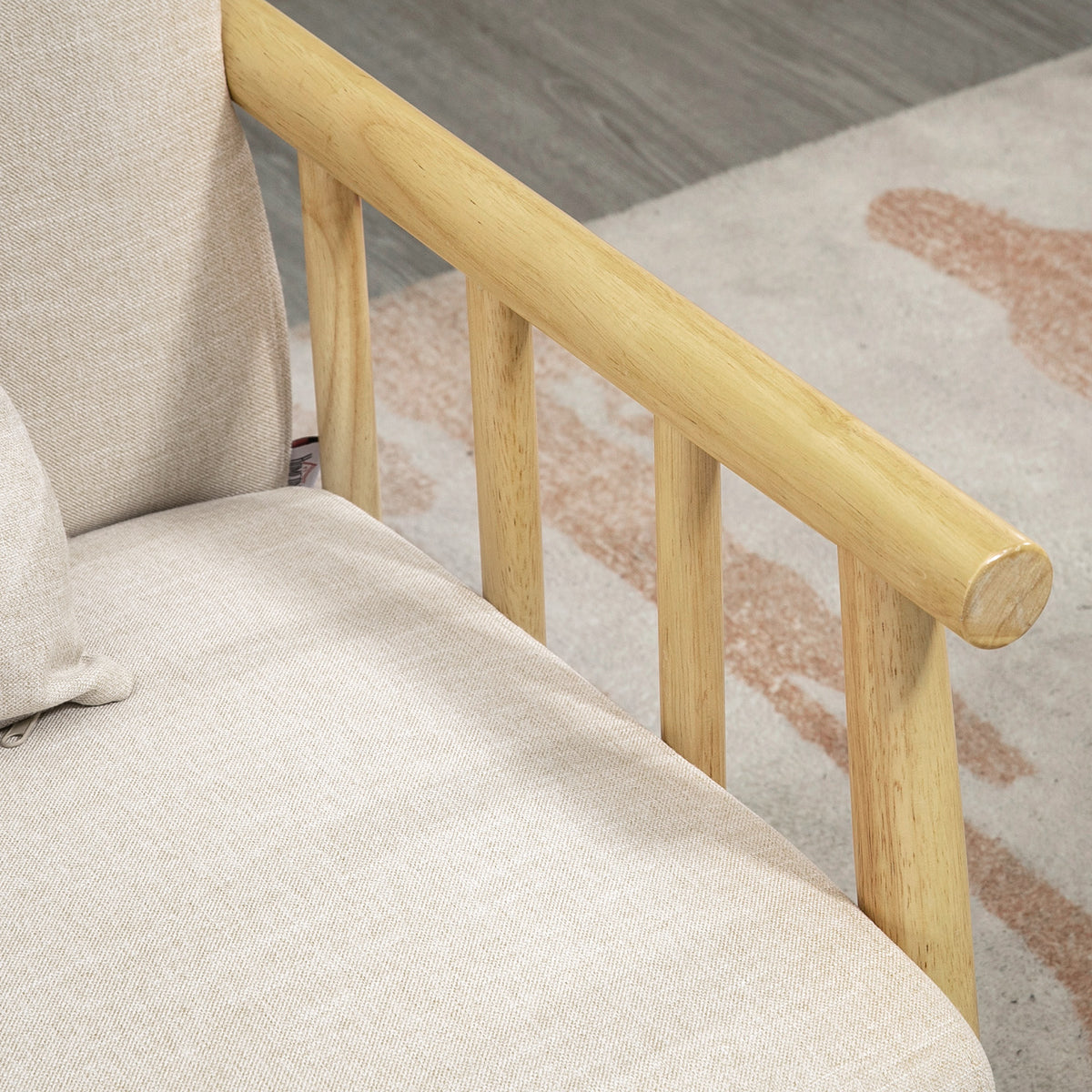 HOMCOM 2-Sitzer Sofa, Stoffbezug in Leinenoptik, kompakt, bis 200 kg, Holzrahmen, 123L x 69B x 74H cm, Beige