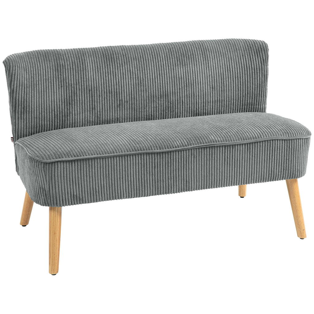 HOMCOM 2-Sitzer Polstersofa, Holz, Samtartiges Polyester, Schaumstoff, 117 x 56,5 x 77 cm, Grau