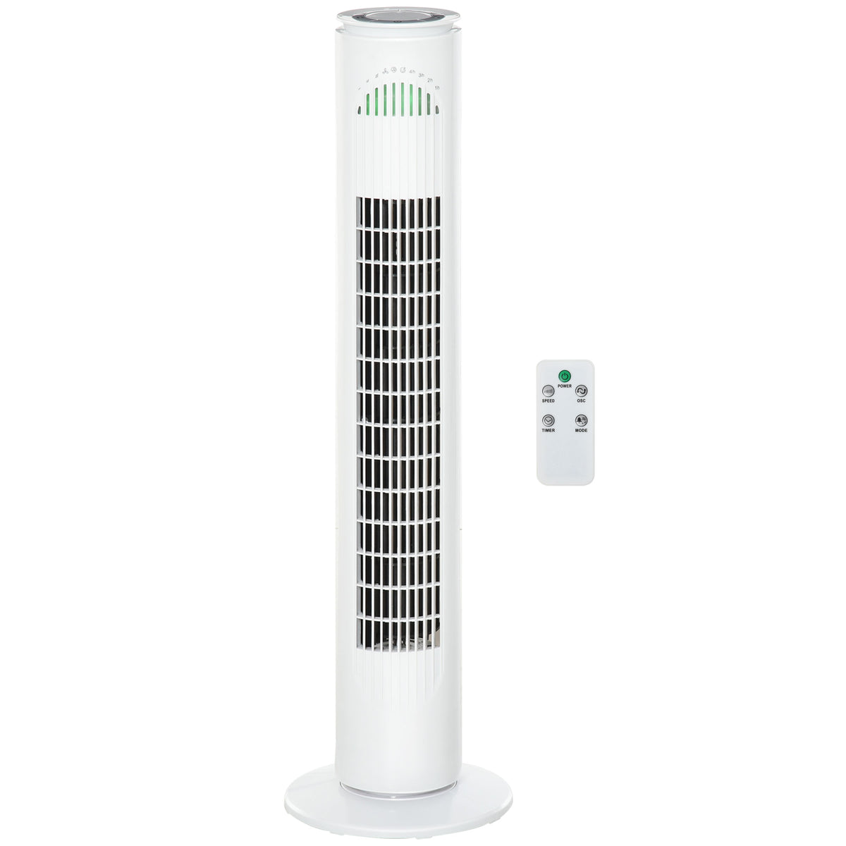 HOMCOM Turmventilator, Standventilator mit 3 Belüftungsstufen, Fernbedienung, 45W Ventilator mit 10H Timer, LCD-Anzeige, 70° Oszillation, für Schlafzimmer, Weiß
