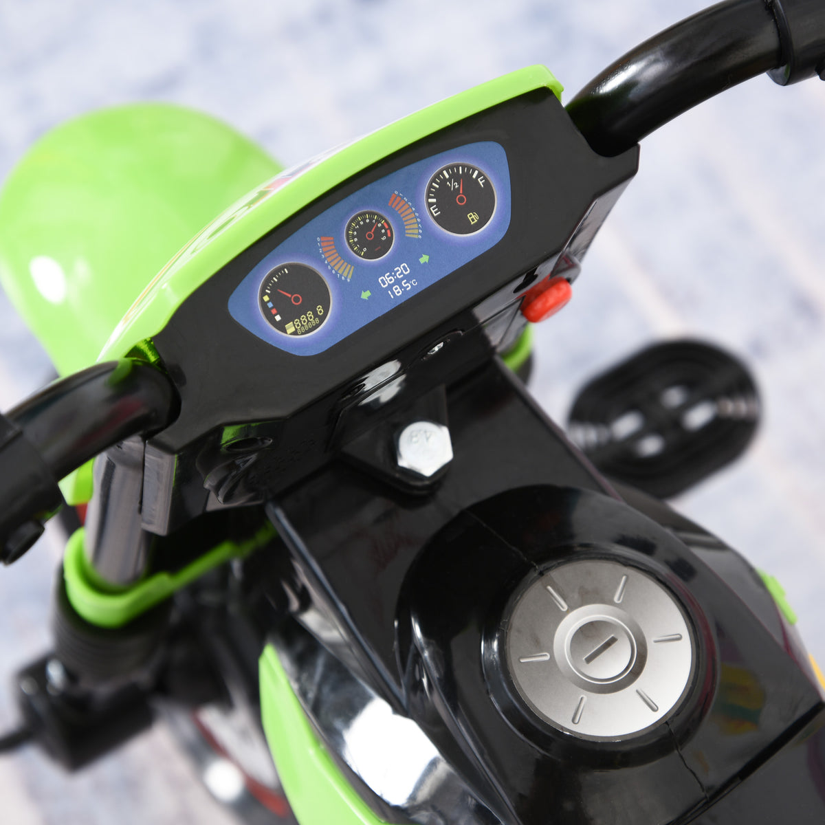 HOMCOM Kindertrike Motocross mit Musik- und Lichteffekten, Aufbewahrungsbox, Grün