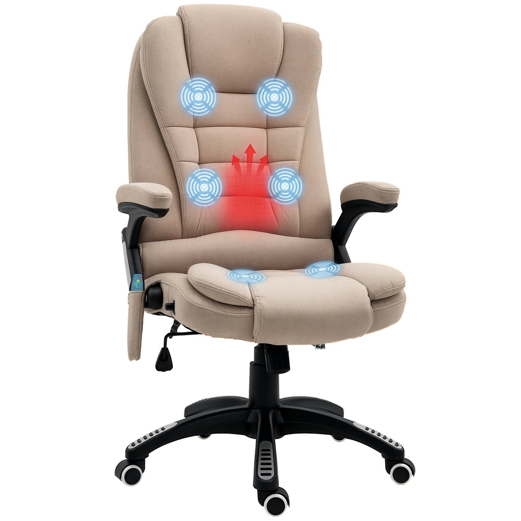 Vinsetto Massagesessel mit Wärmefunktion, Ergonomischer Schreibtischstuhl, höhenverstellbar, 68L x 72B x 110-120 cm, Braun
