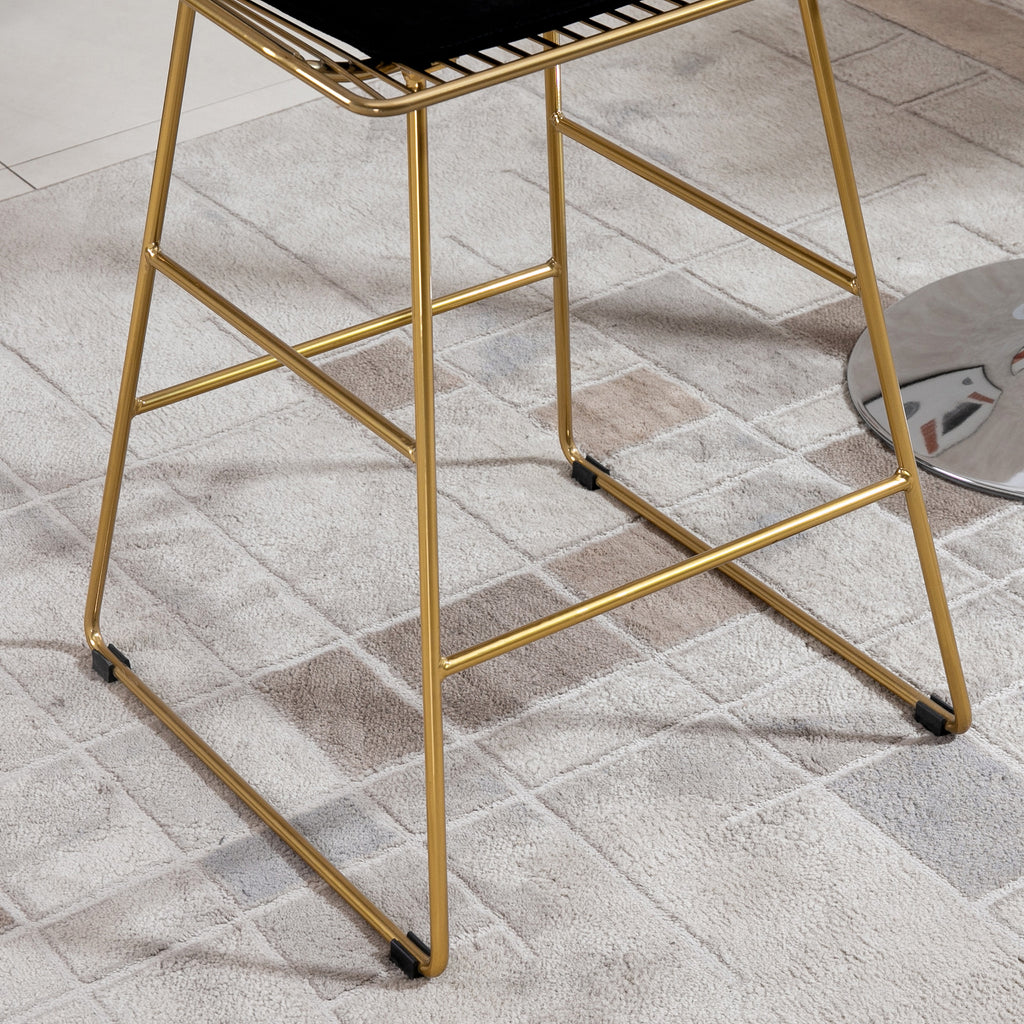 HOMCOM Barhocker Set, geometrisches Metalldesign, abnehmbares Samtkissen, Fußstütze, Gold