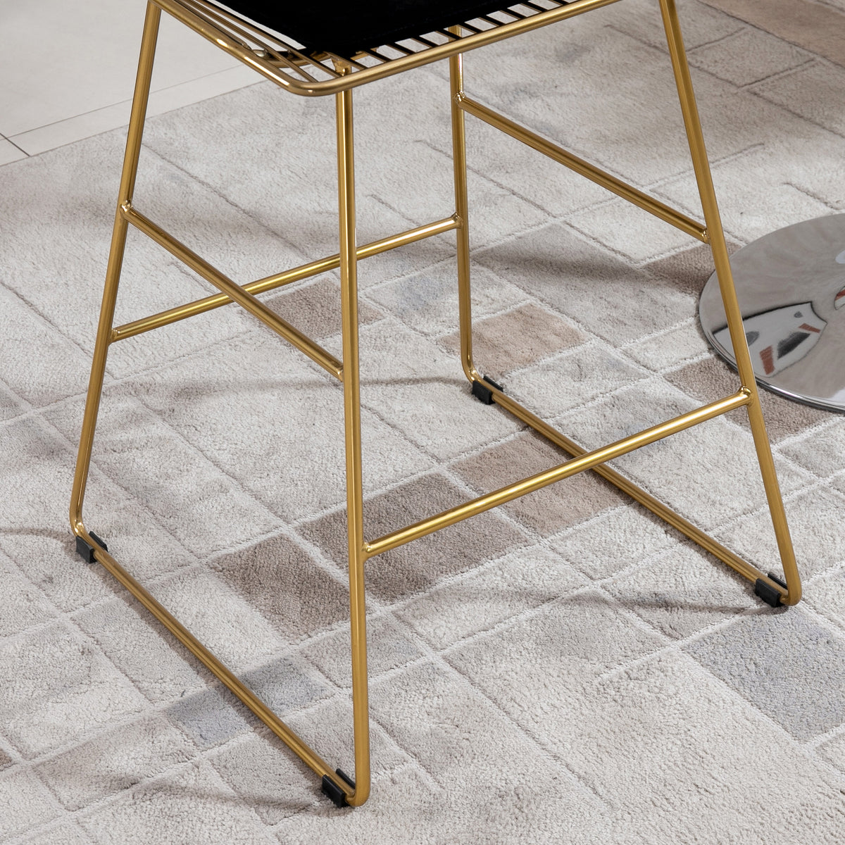 HOMCOM Barhocker Set, geometrisches Metalldesign, abnehmbares Samtkissen, Fußstütze, Gold
