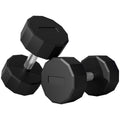 SPORTNOW Set 2 Hanteln mit 12 Seiten zu je 15 kg aus Metall und Gummi mit rutschfestem Griff, 26x15.5x15.5 cm, Schwarz