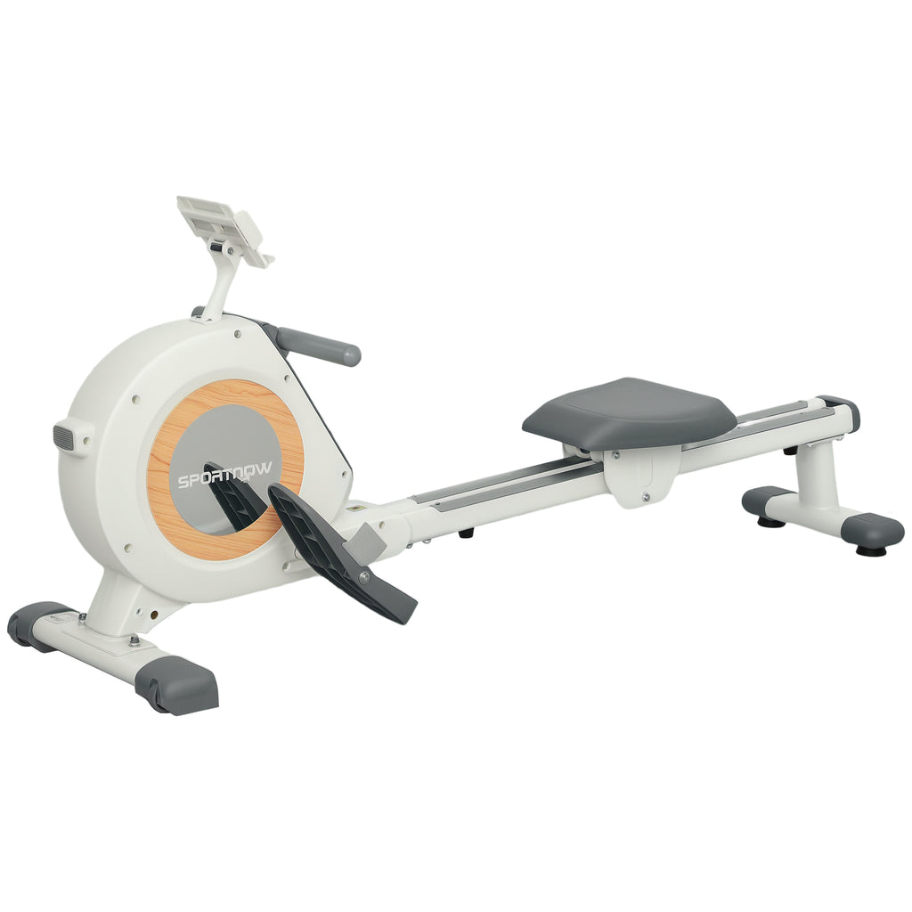 SPORTNOW Rudergerät mit 16 einstellbaren Stufen, LCD-Monitor und Handyhalter, fürs Heimtraining, 150 kg Belastbarkeit