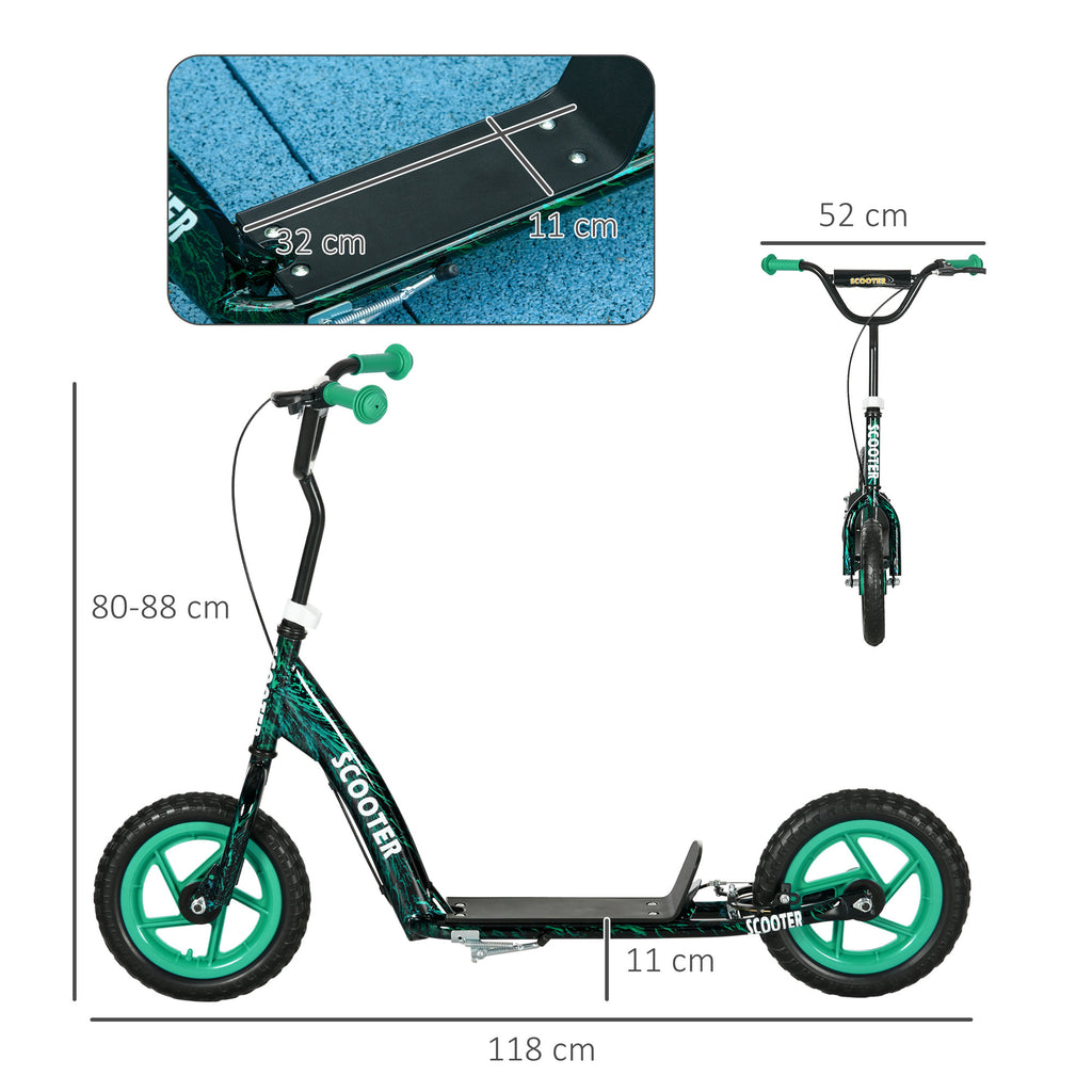 AIYAPLAY Trottinette patinette scooter Kinder große Räder von 6 bis 12 Jahren höhenverstellbar Hinterradbremse Ständer grün