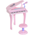 HOMCOM Kinder Klavier Mini-Klavier Piano Keyboard Musikinstrument MP3 USB inkl. Hocker 37 Tasten Rosa