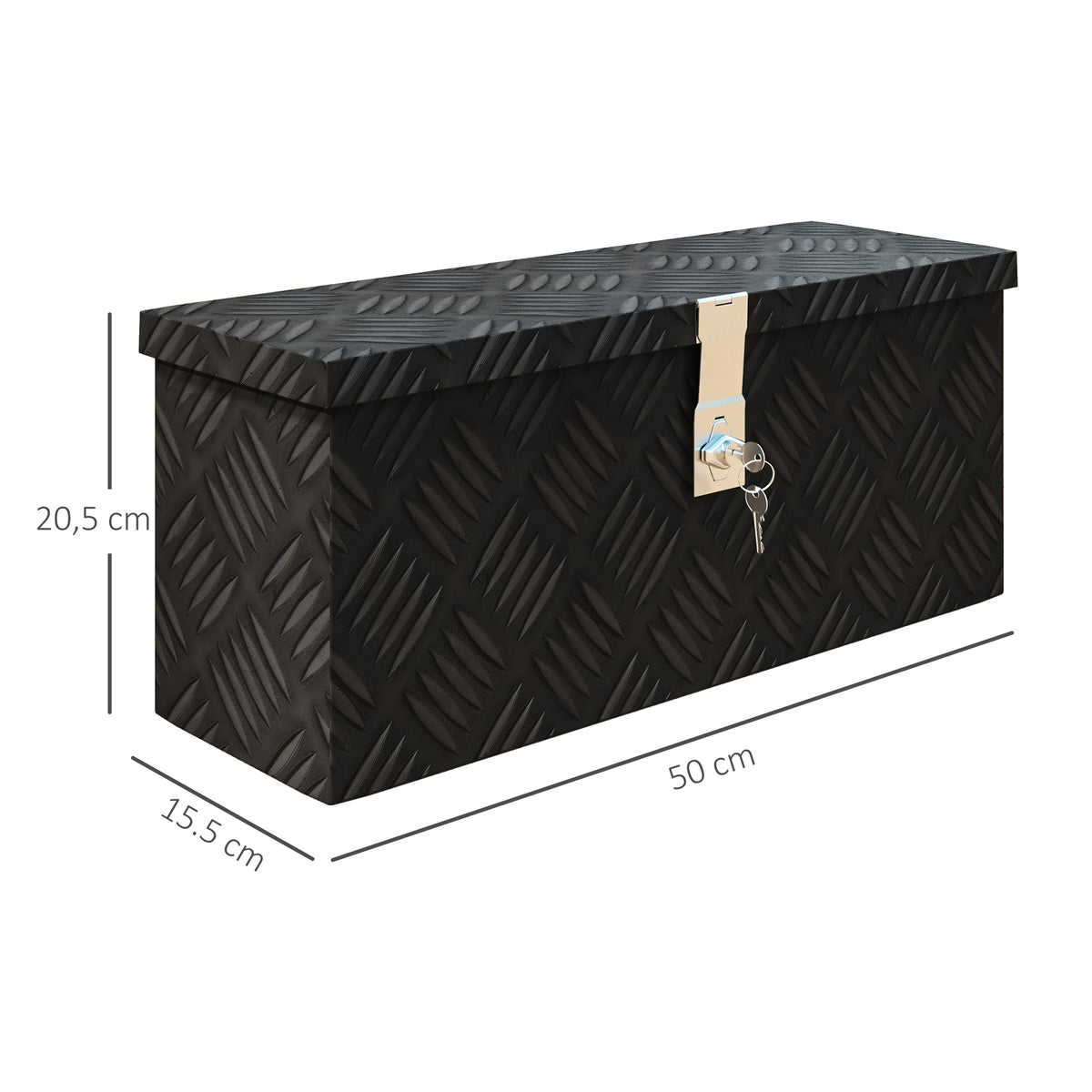 HOMCOM Aluminium-Werkzeugkiste - Werkzeugkasten mit Schlüsselverschluss - 50L x 15,5B x 20,5H cm