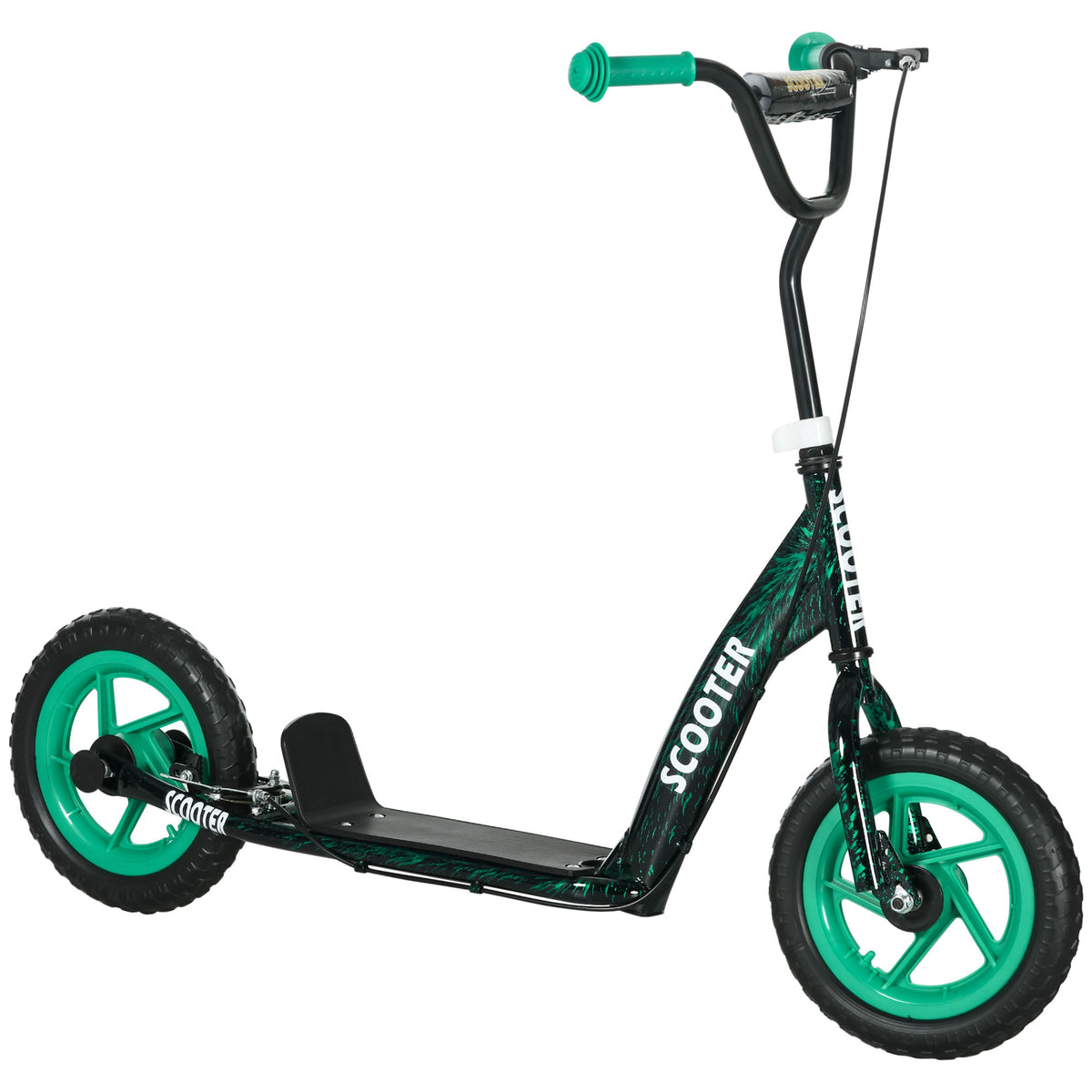 AIYAPLAY Trottinette patinette scooter Kinder große Räder von 6 bis 12 Jahren höhenverstellbar Hinterradbremse Ständer grün