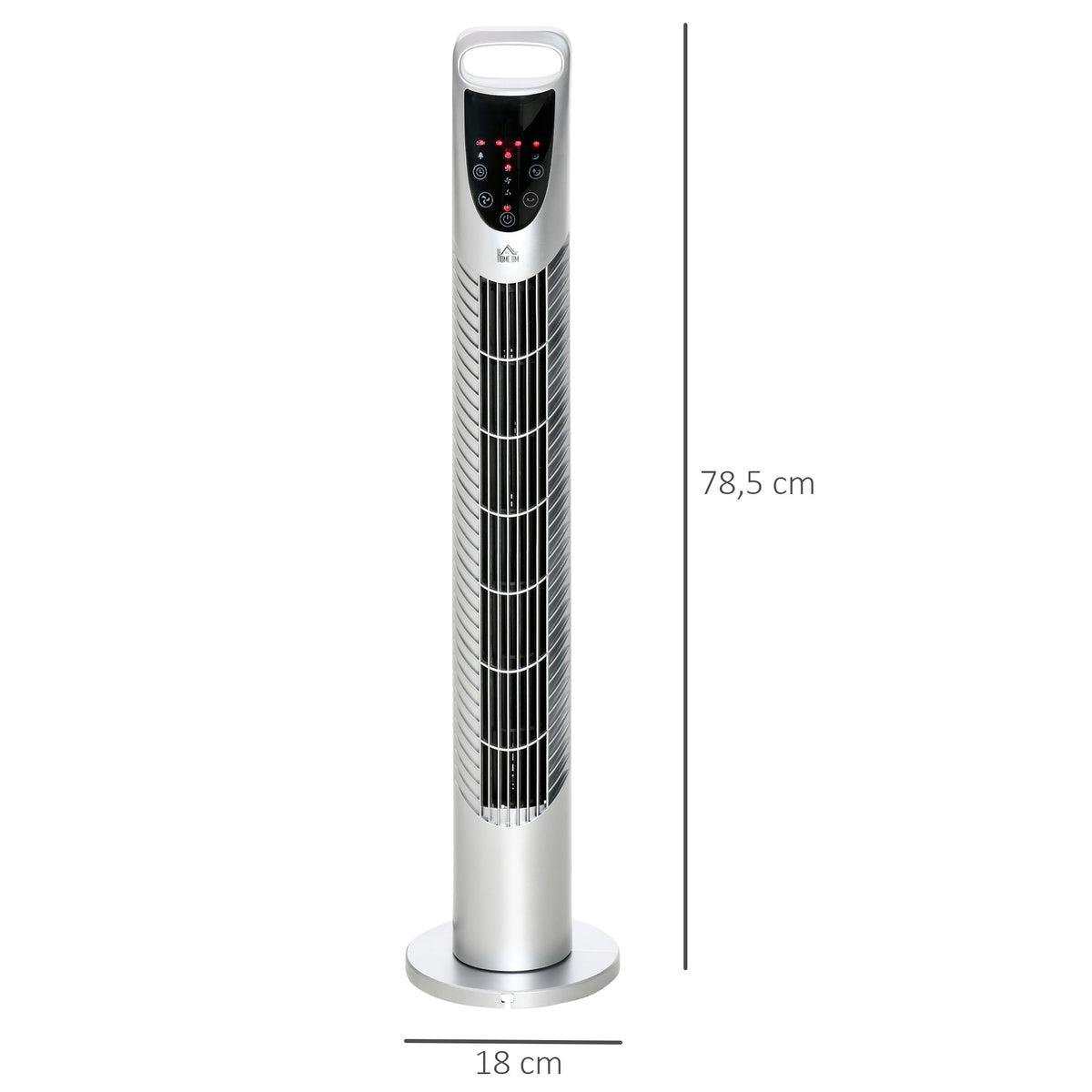 HOMCOM Leiser Säulenturmventilator 40W Timer 3 Geschwindigkeiten 3 Modi Fernbedienung Touch-Panel Oszillierender Turmventilator