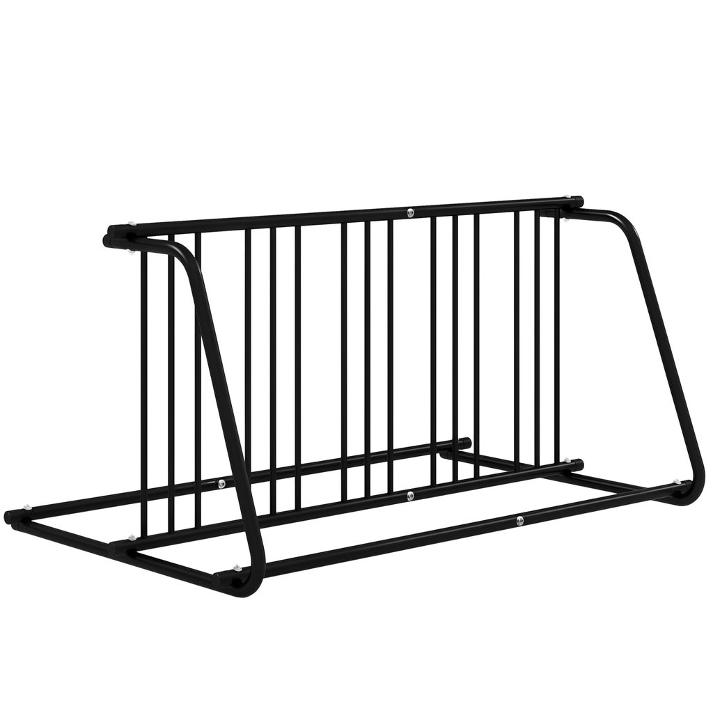 DURHAND Fahrradständer für 4 Fahrräder, wetterbeständig, zusätzliche Halterung, 155 x 100 x 75 cm, Schwarz