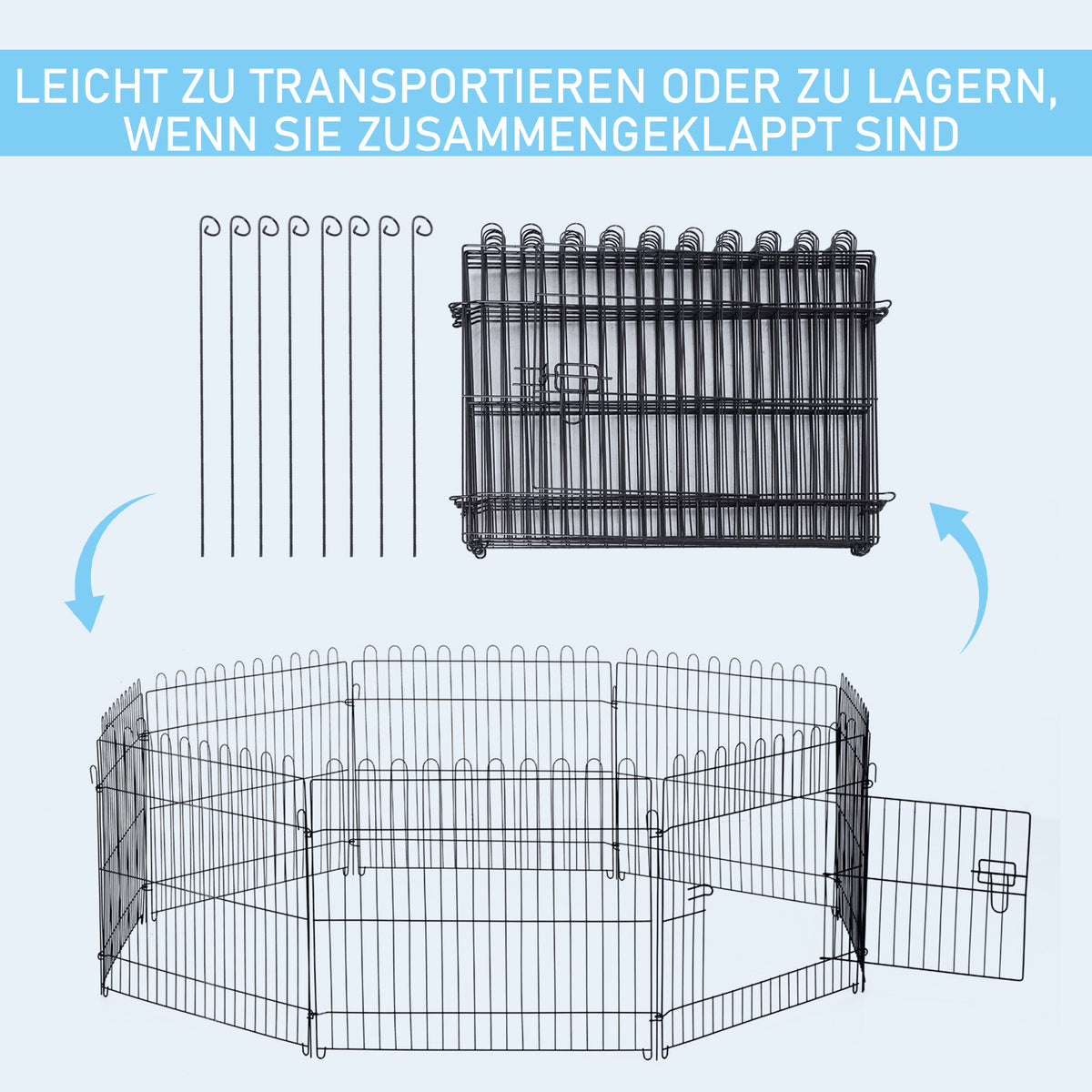 PawHut Welpenauslauf Welpenzaun Laufstall Freilaufgehege Welpengitter 5 Maßen (Maße: 71x61cm)