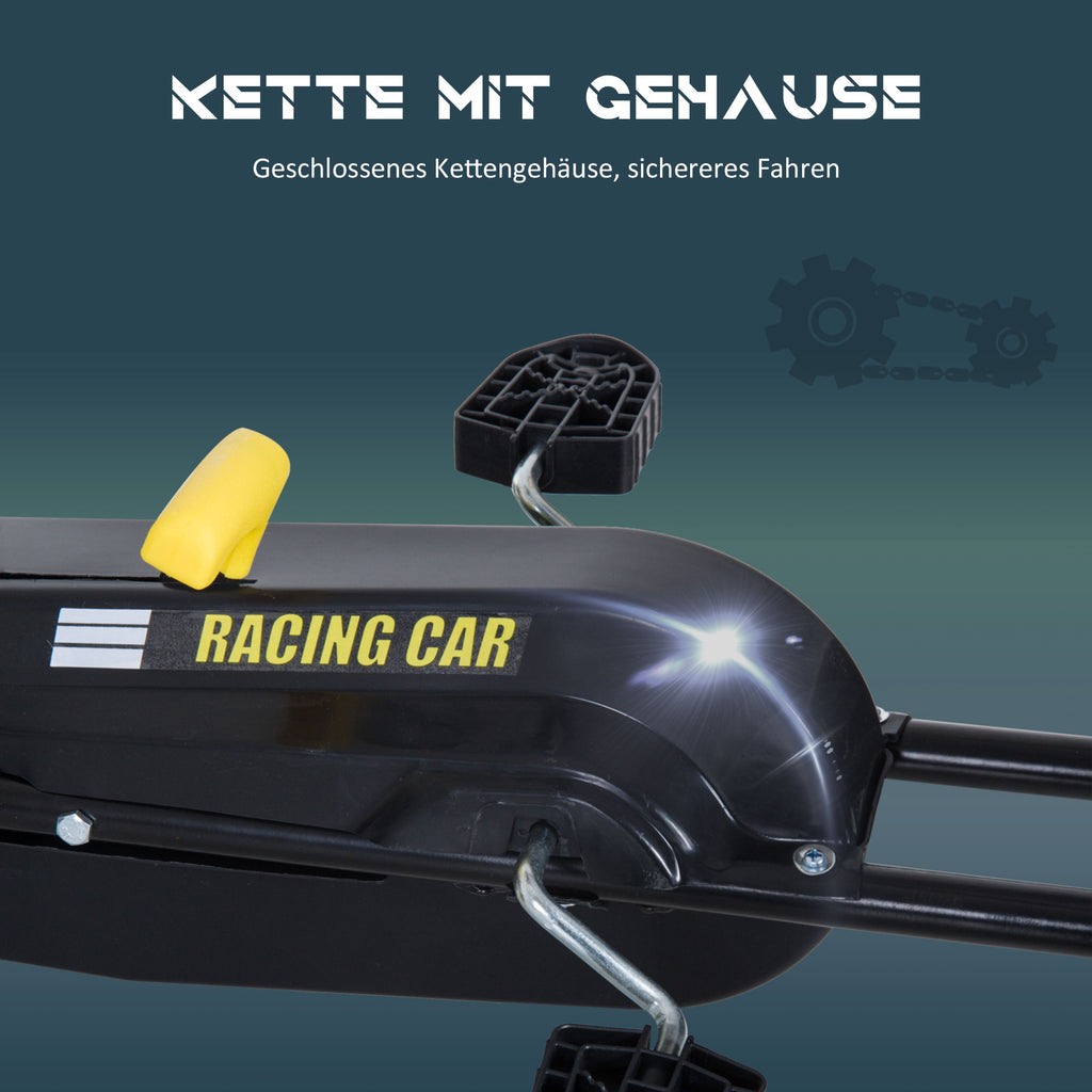 HOMCOM Gokart mit verstellbarem Sitz Tretauto Tretfahrzeug mit Handbremse Pedal Gokart Pedalfahrzeug ab 3 Jahre Kinder Schwarz 95 x 66,5 x 57 cm