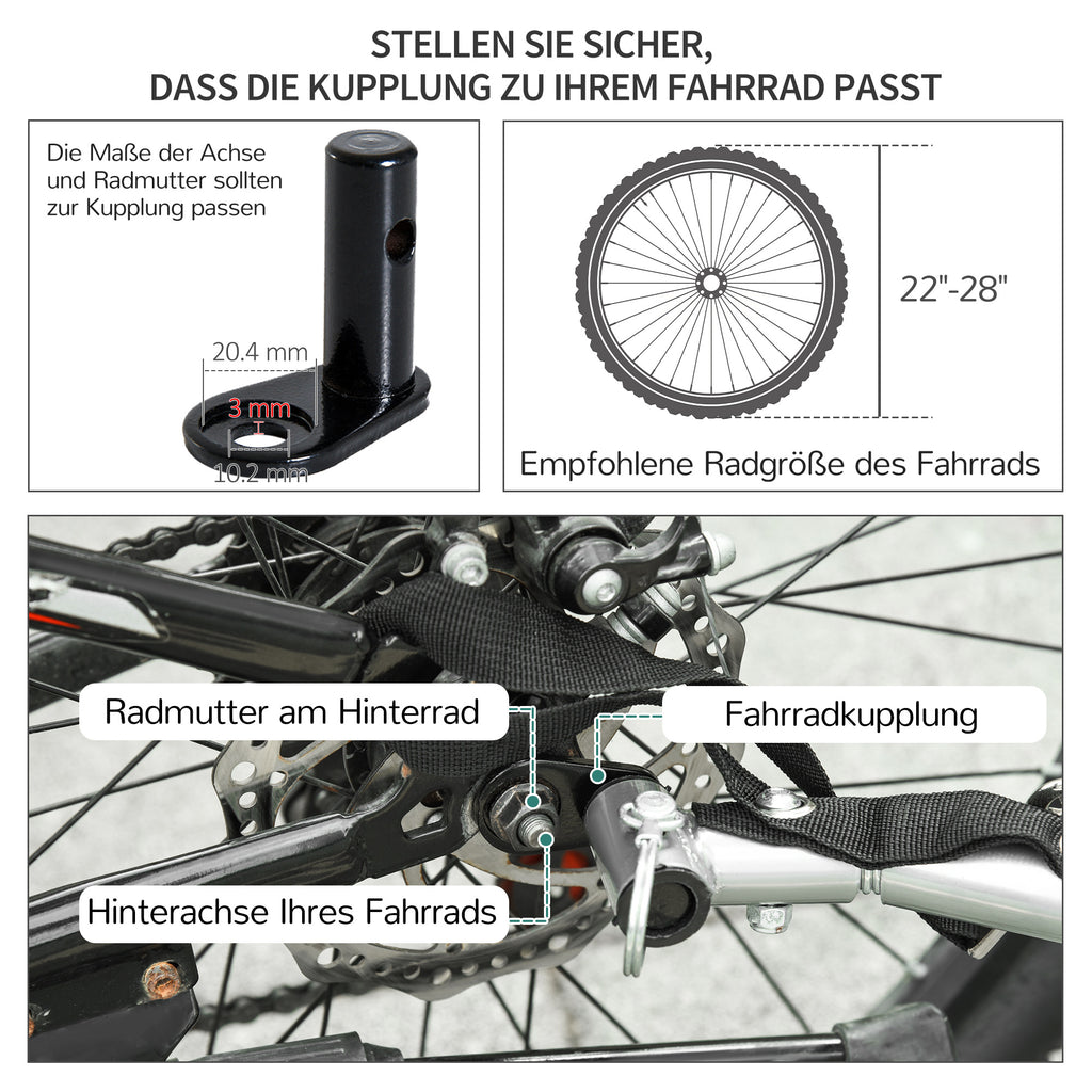 HOMCOM Fahrradanhänger Klappbar Lastenanhänger mit Kupplung,Transportwagen bis 40 kg belastbar, Transportanhänger Anhänger für Fahrrad Handwagen 140 x 88 x 60 cm