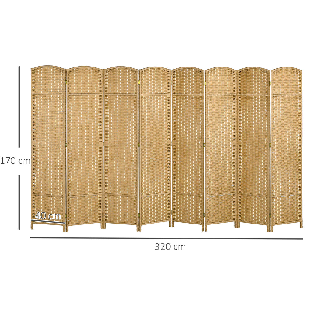 HOMCOM 8-teiliger Raumtrenner, Faltbarer Sichtschutz, Sichtschutzwand für Wohnzimmer, Schlafzimmer, Homeoffice, Natur