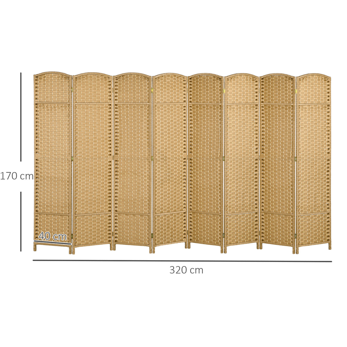 HOMCOM 8-teiliger Raumtrenner, Faltbarer Sichtschutz, Sichtschutzwand für Wohnzimmer, Schlafzimmer, Homeoffice, Natur
