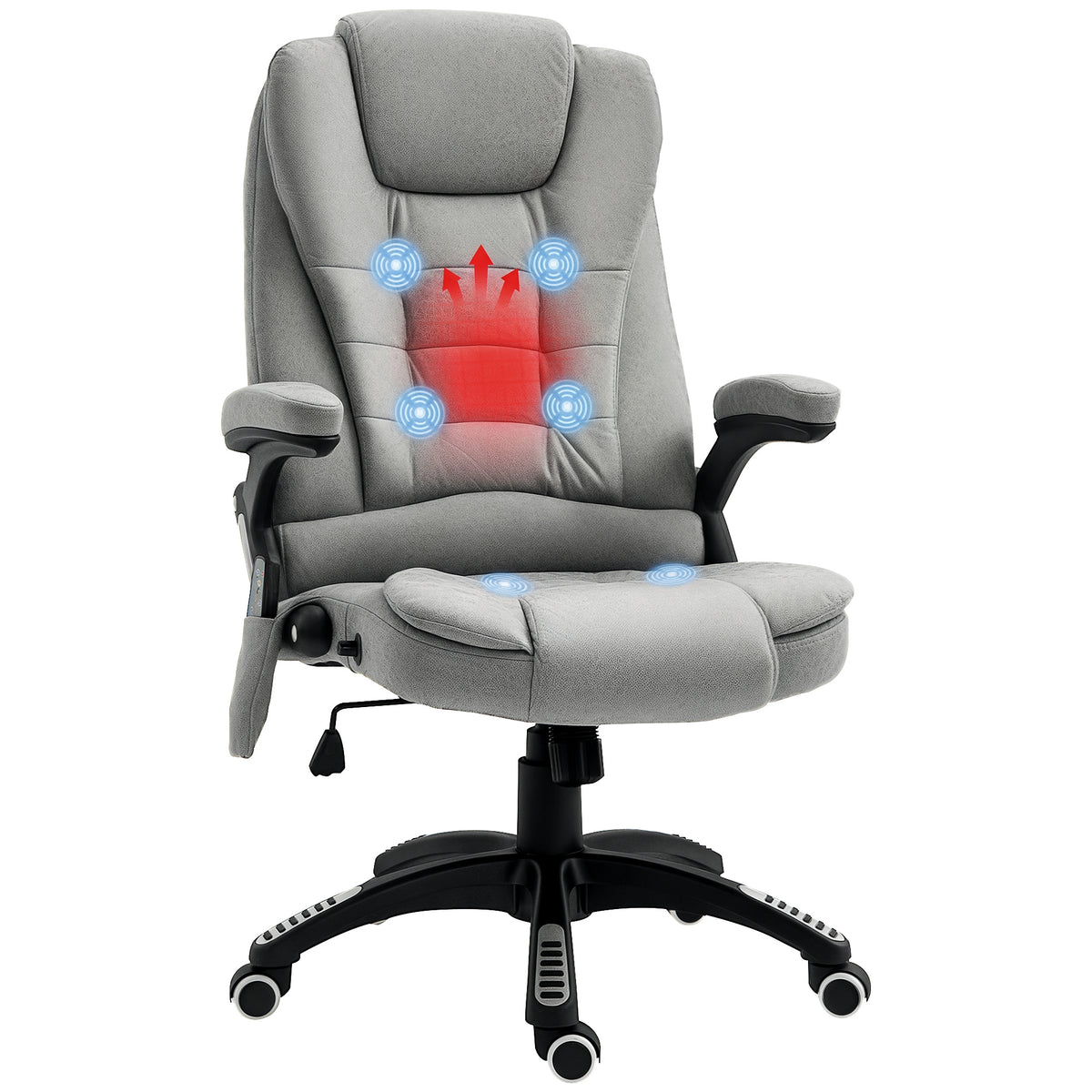 Vinsetto Chefsessel mit Massage- & Wärmefunktion, ergonomisch, verstellbar, bis 120kg, Grau