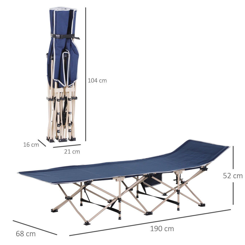 Outsunny Feldbett, Camping-Bett, klappbar, wetterbeständig, ink. Tragetasche, 190 cm x 68 cm x 52 cm, Blau