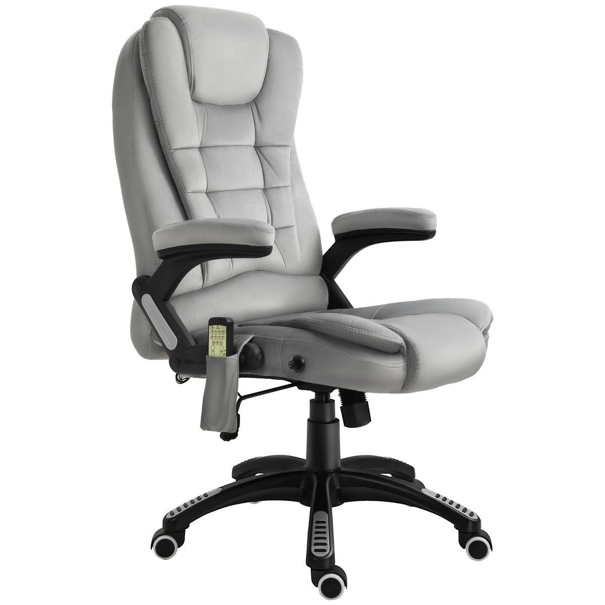 Vinsetto Bürostuhl mit Vibrationsmassage, Ergonomisch Schreibtischstuhl mit Heiz-, Liegefunktion, Höhenverstellbar Chefsessel mit Fernbedienung, Seitentasche, Samtoptik, Braun